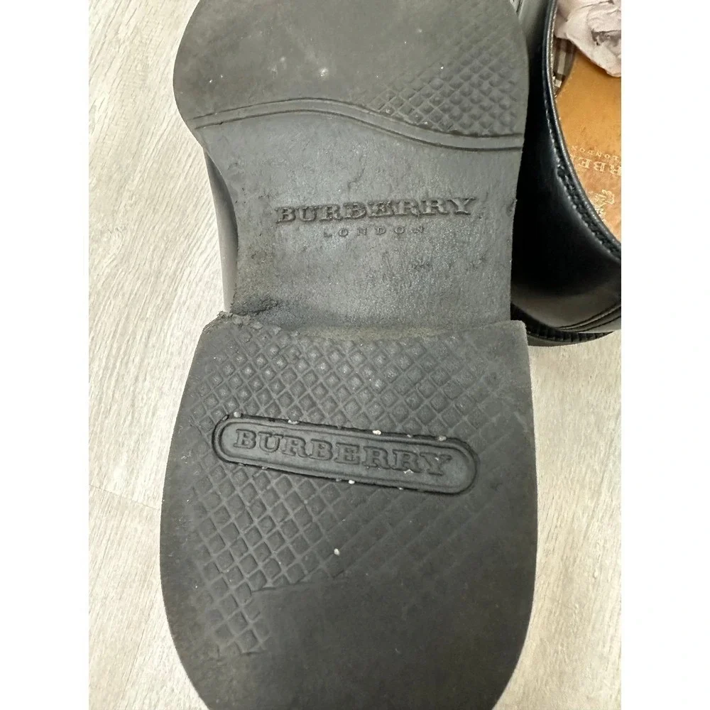Burberry London Derby Shoes Men 24.5 Black Good Split Toe BU1430 Leather Italy 7